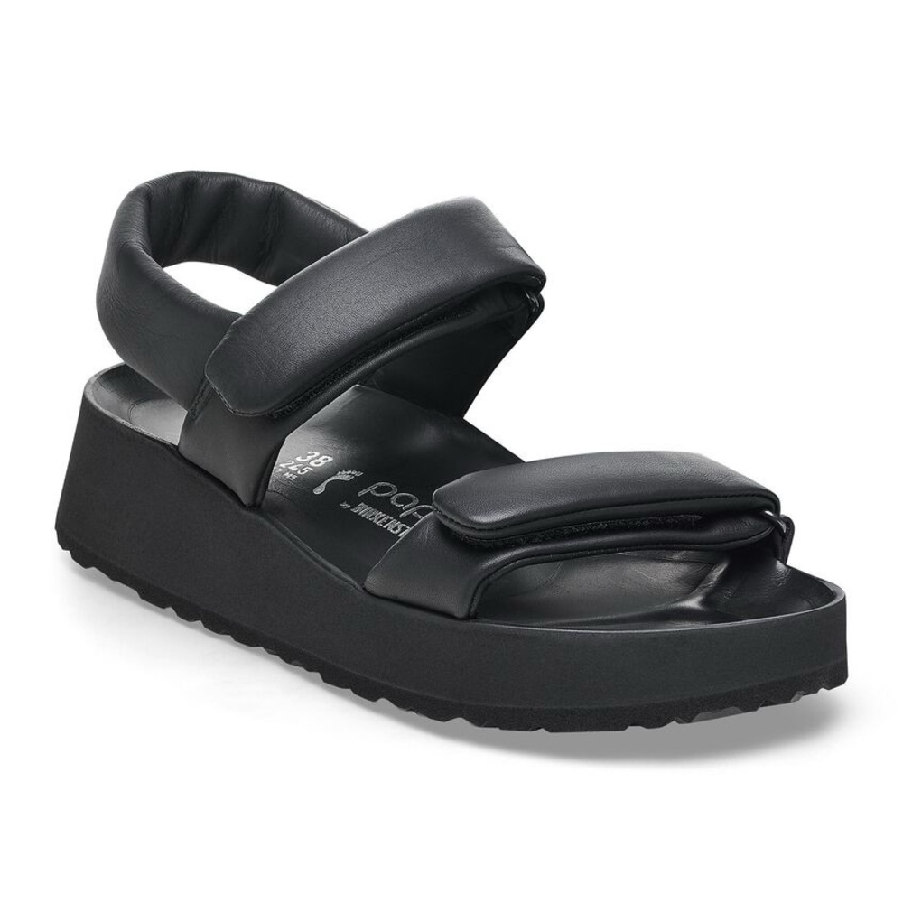 BIRKENSTOCK PAPILLIO THEDA LEATHER PLATFORM SANDALS BLACK 39 EU 8 US - Picture 3 of 11